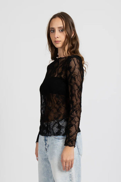 FEDERATION IRIS LONG SLEEVE TOP - BLACK