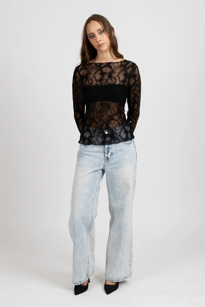 FEDERATION IRIS LONG SLEEVE TOP - BLACK