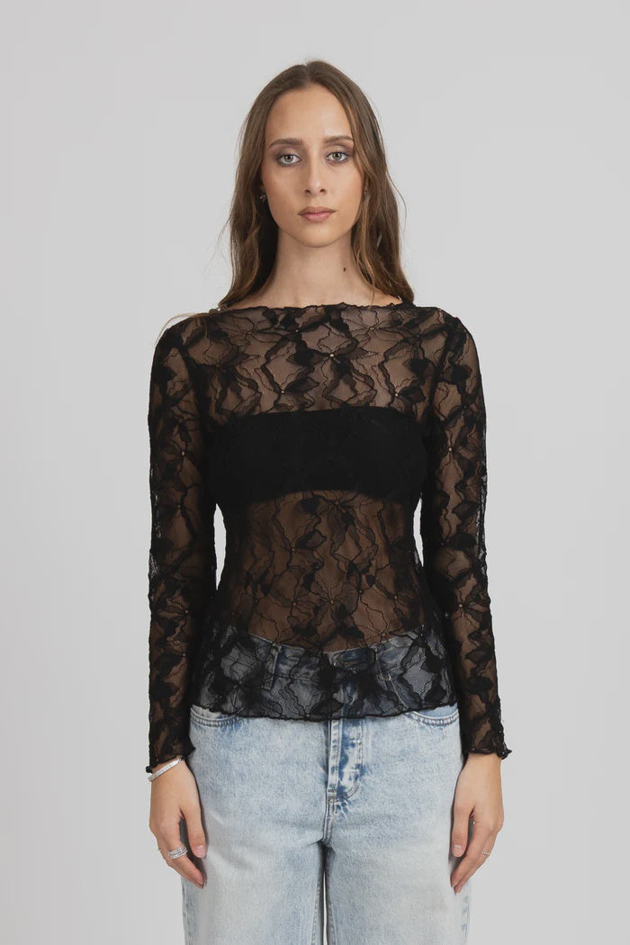 FEDERATION IRIS LONG SLEEVE TOP - BLACK