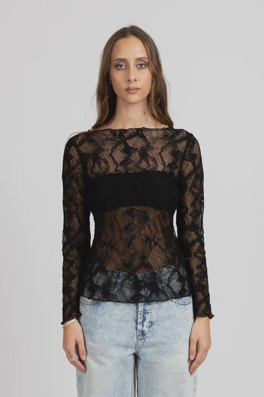 FEDERATION IRIS LONG SLEEVE TOP - BLACK