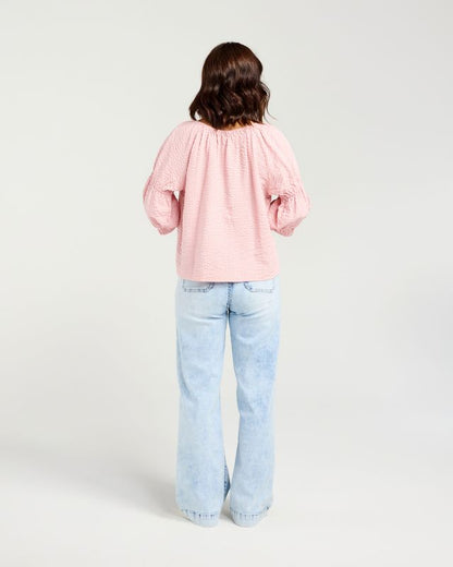 ZAFINA CAITLIN TOP - PINK STRIPE