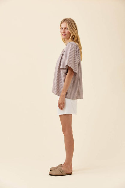 ISLE OF MINE LYNDELL SHIRRED TOP - TAUPE