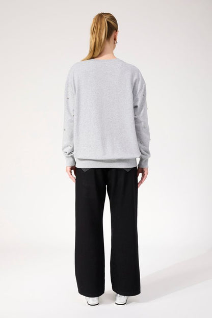 HAVEN BOSTON STUDDED SWEATSHIRT - GREY