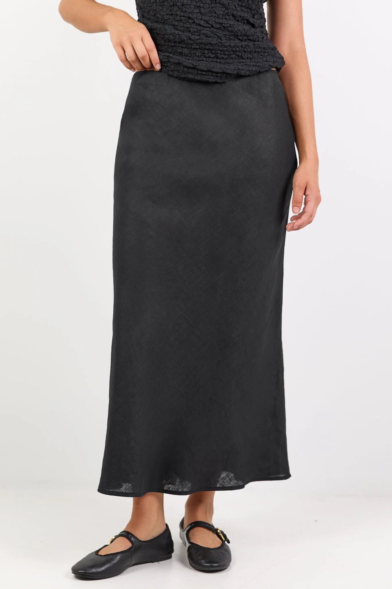 RE:UNION LABEL - BLISS MIDI SKIRT - BLACK