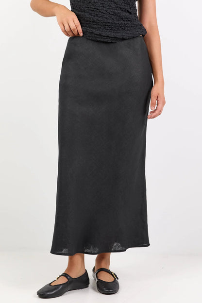 RE:UNION LABEL - BLISS MIDI SKIRT - BLACK