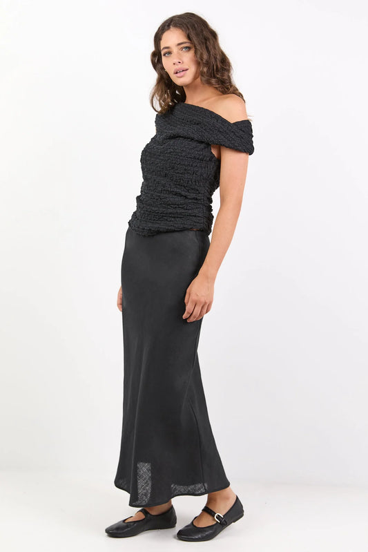 RE:UNION LABEL - BLISS MIDI SKIRT - BLACK