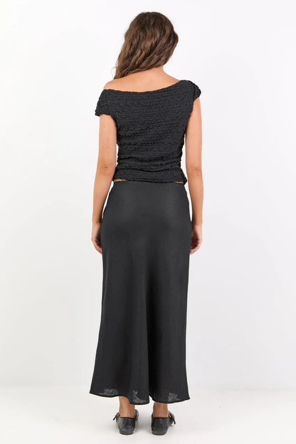 RE:UNION LABEL - BLISS MIDI SKIRT - BLACK