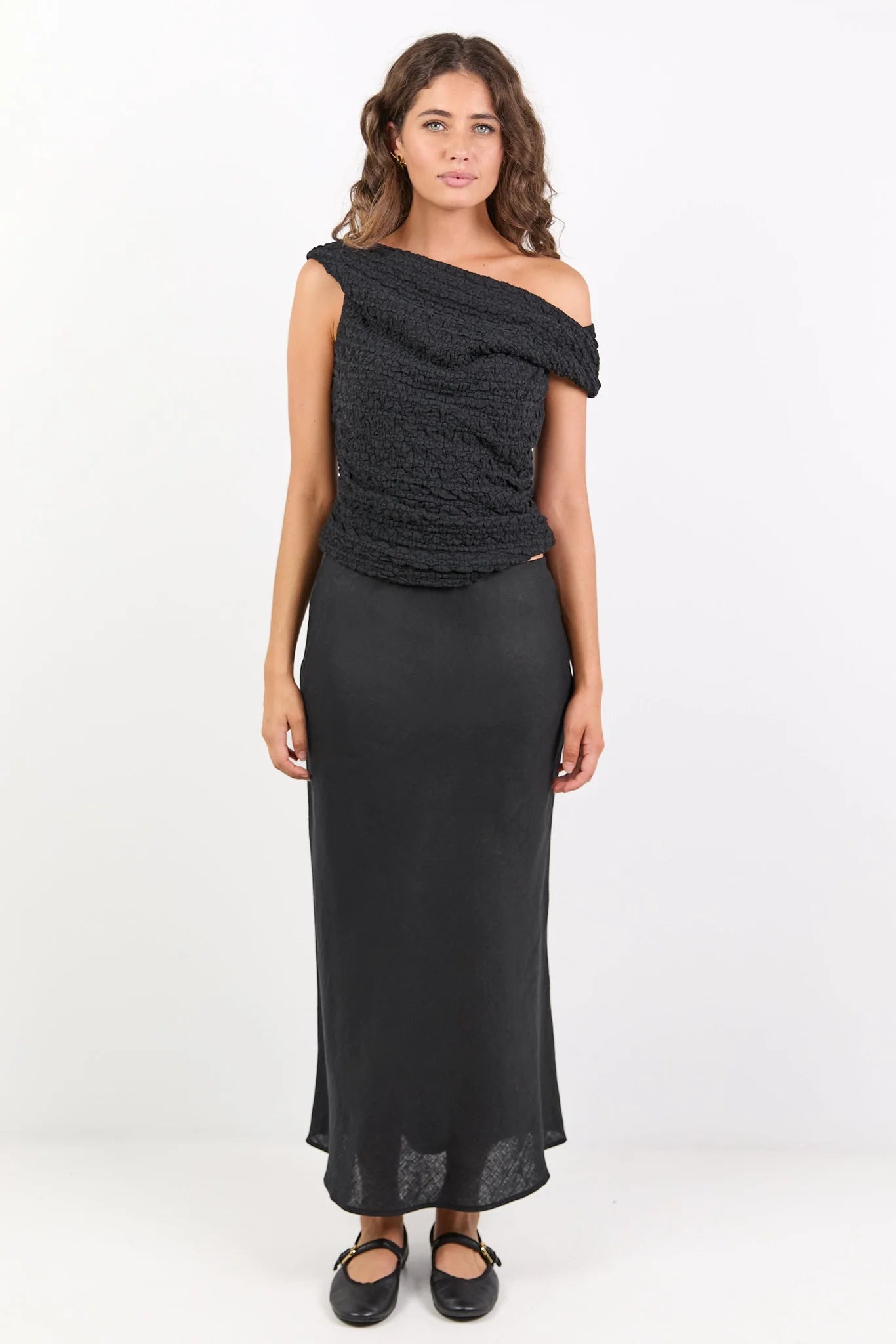 RE:UNION LABEL - BLISS MIDI SKIRT - BLACK