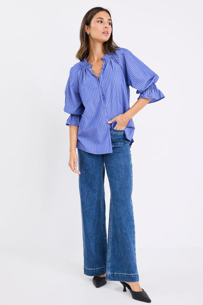 IVY & JACK NOETIC BLOUSE -  DARK BLUE STRIPE