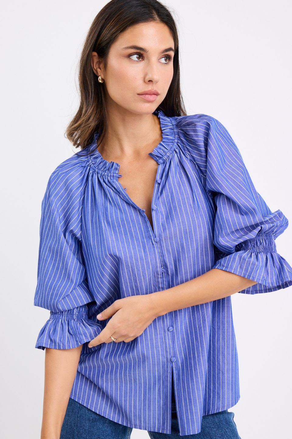 IVY & JACK NOETIC BLOUSE -  DARK BLUE STRIPE