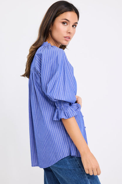 IVY & JACK NOETIC BLOUSE -  DARK BLUE STRIPE