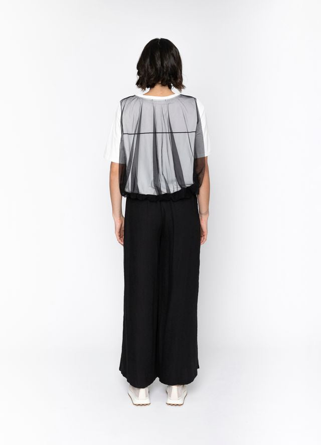 BLACKLIST ERICA TOP - WHITE + BLACK MESH