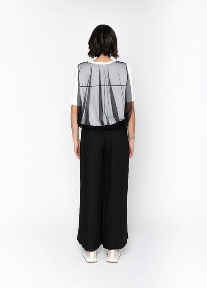 BLACKLIST ERICA TOP - WHITE + BLACK MESH