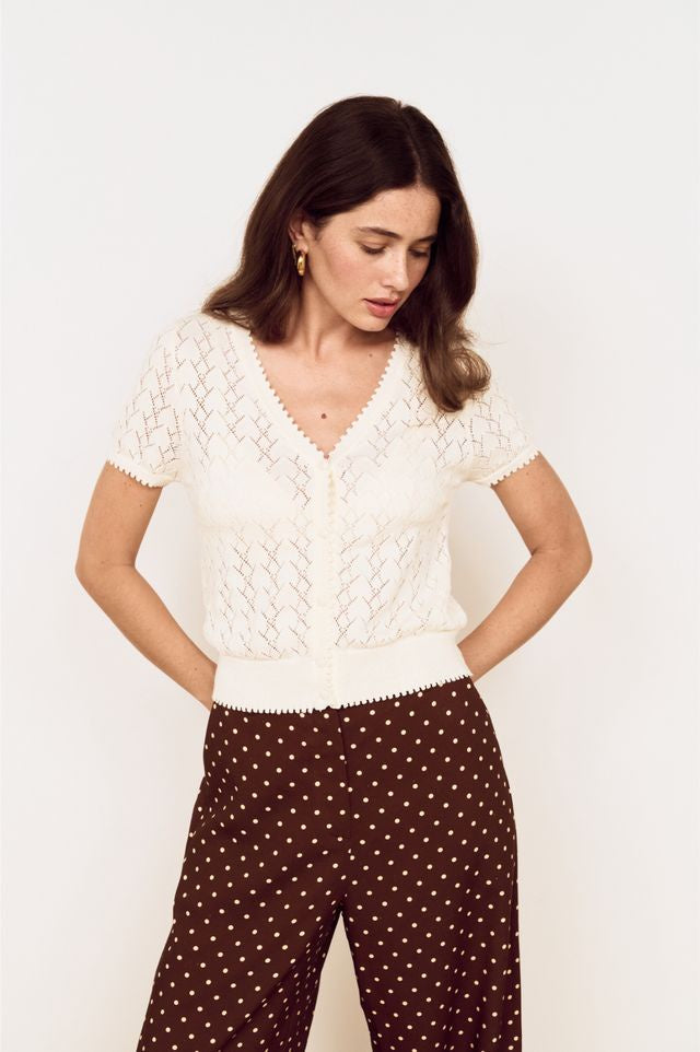 MINK PINK CALLA KNIT CARDI - IVORY