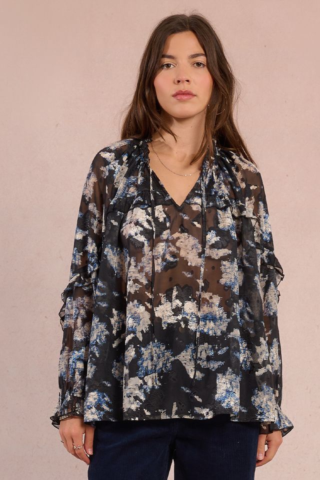 MOLLY BRACKEN WOVEN BLOUSE - BLACK ADELAIDE