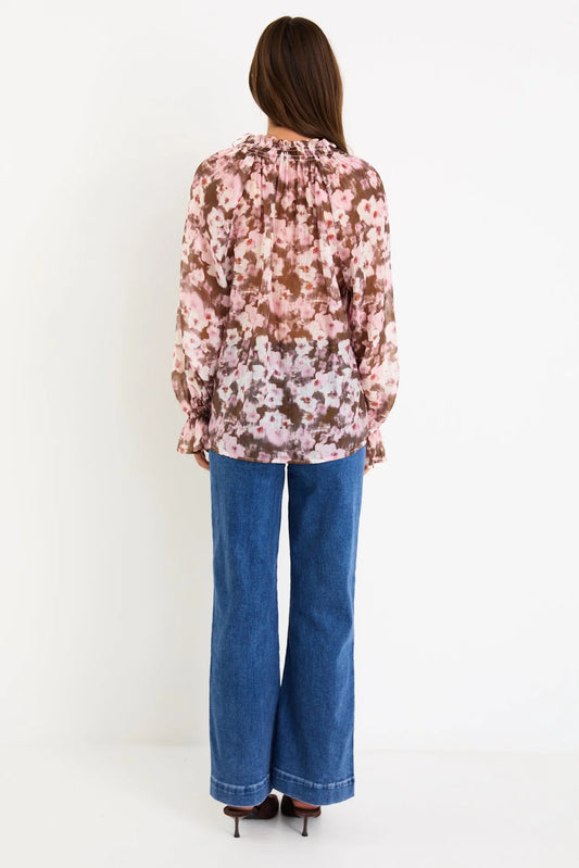 AMONG THE BRAVE - ODYSSEY L/S TOP - BLUSH CHOCOLATE FLORAL