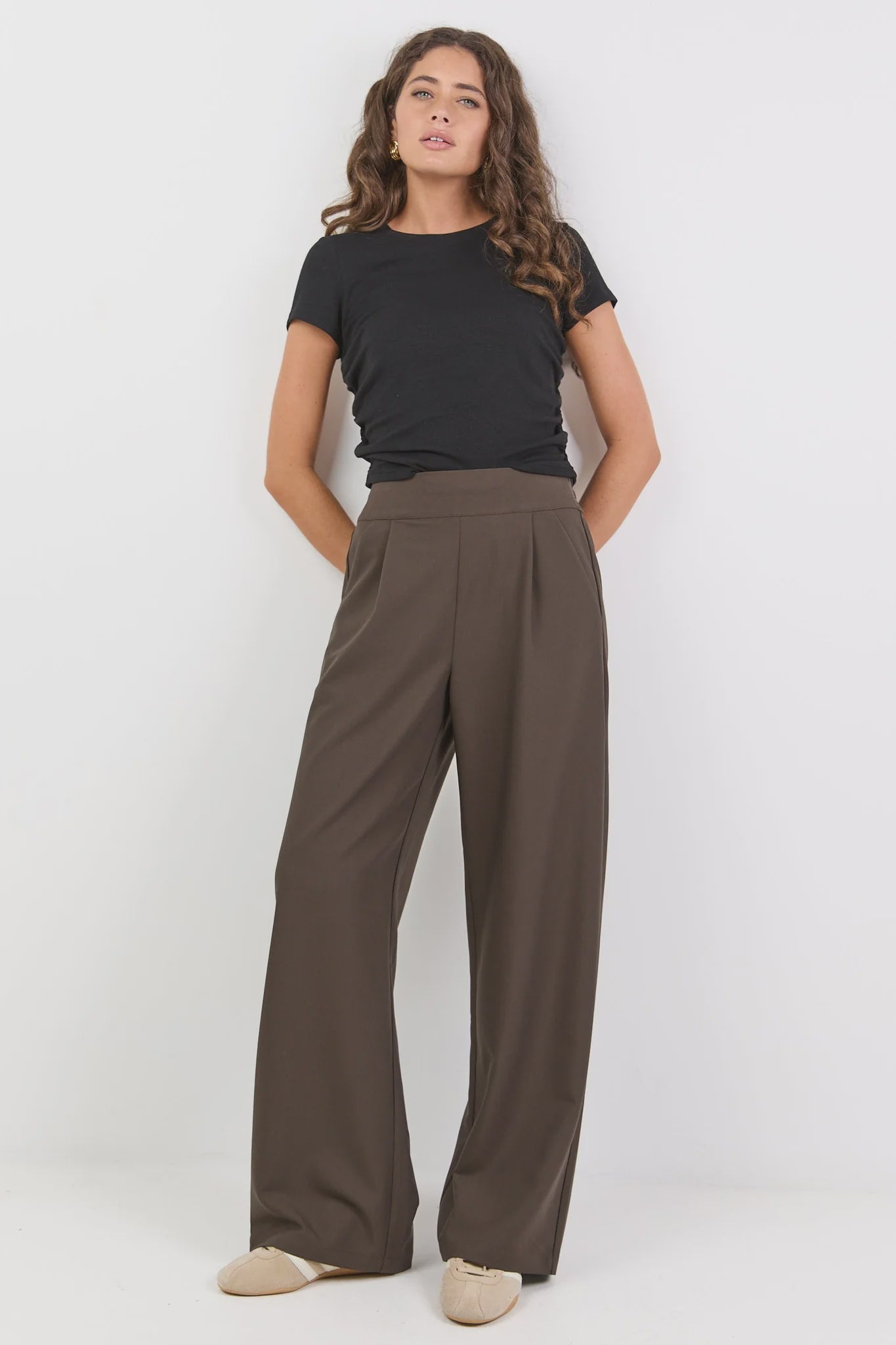 AMONG THE BRAVE INSTINCTIVE WIDE LEG PANT - DARK CHOCOLATE