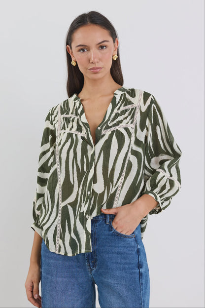 IVY & JACK ORNAMENTAL SHIRT - KHAKI ZEBRA