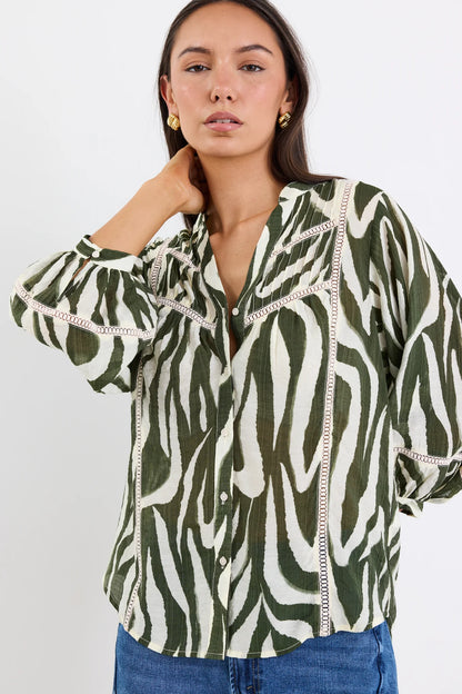 IVY & JACK ORNAMENTAL SHIRT - KHAKI ZEBRA