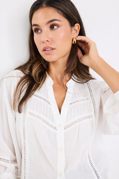 IVY & JACK ORNAMENTAL PINTUCK SHIRT - WHITE
