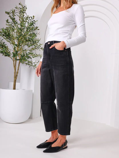 MONACO JEANS - TONI BARREL JEANS - BLACK