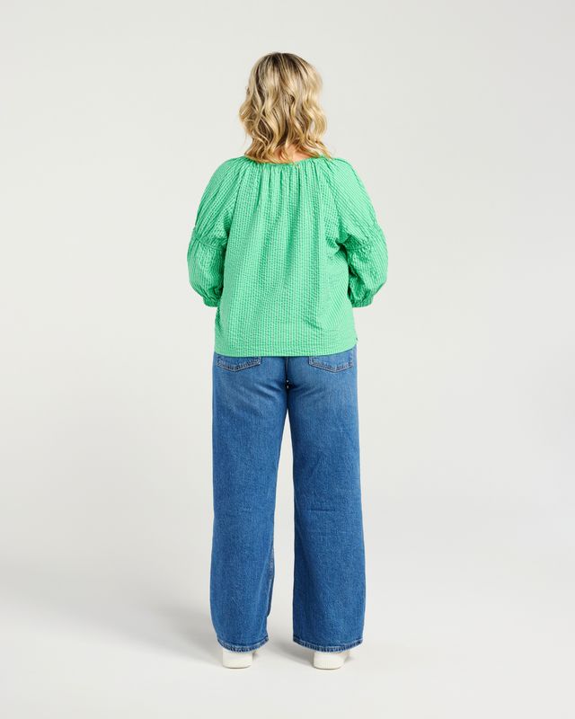 ZAFINA CAITLIN TOP - GREEN STRIPE