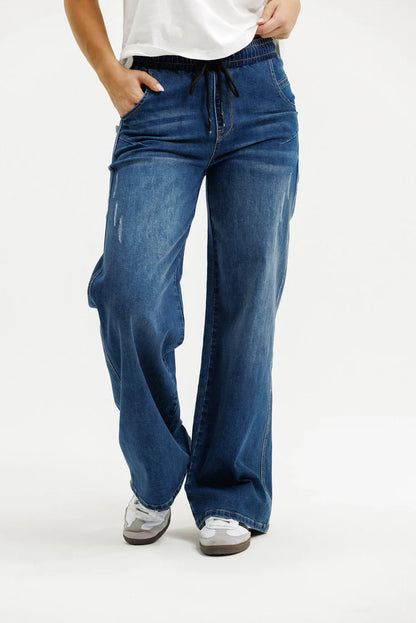 HOME-LEE PALAZZO JEANS - BLUE WASH