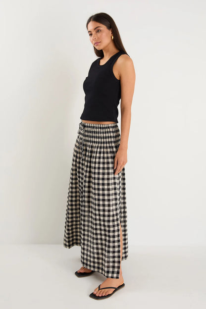 IVY & JACK CHEERFUL MAXI SKIRT - BLACK GINGHAM