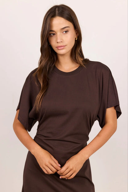 RE:UNION LABEL - PULSE DETAIL DRESS - CHOCOLATE