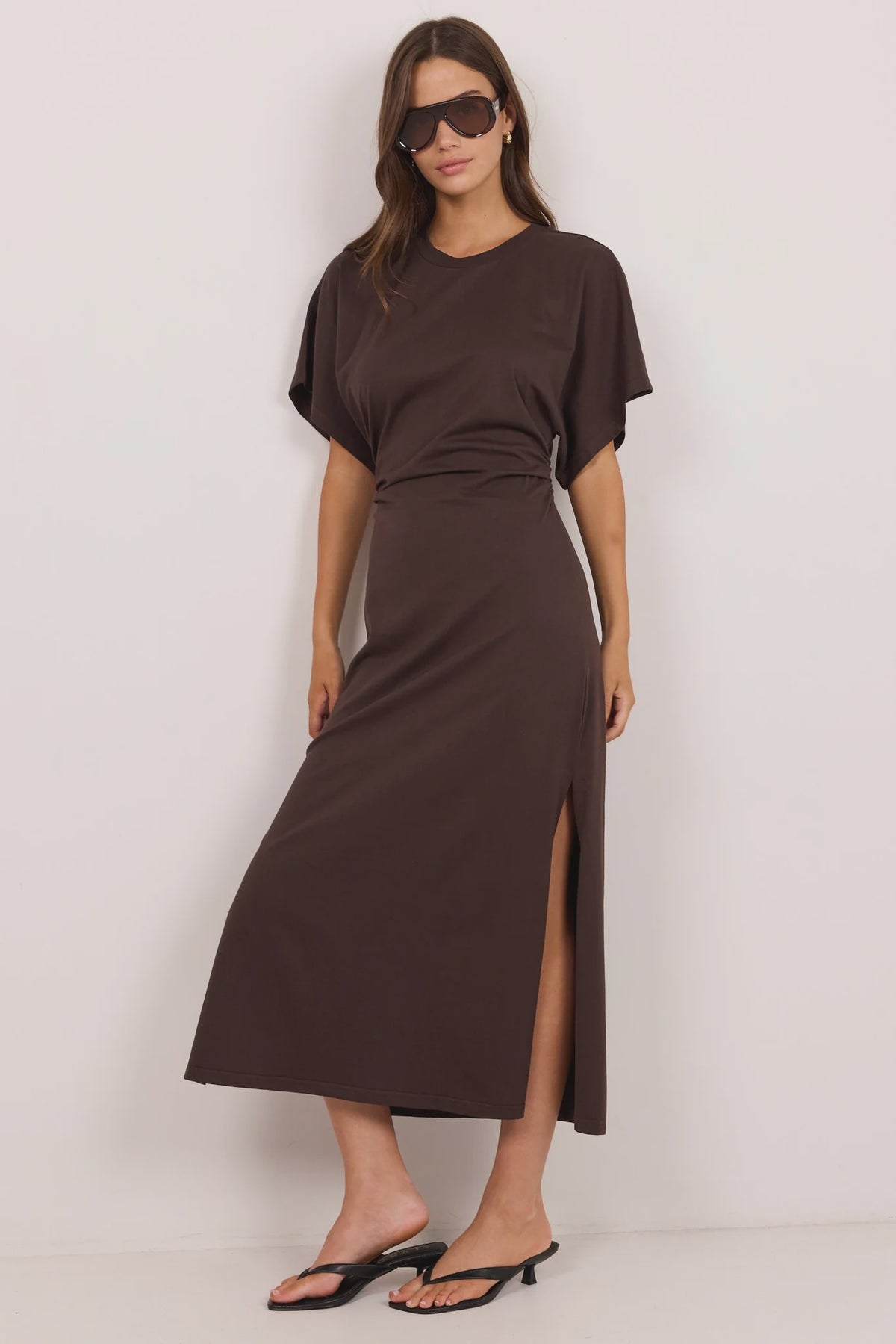 RE:UNION LABEL - PULSE DETAIL DRESS - CHOCOLATE