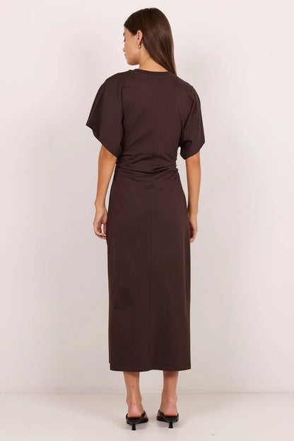 RE:UNION LABEL - PULSE DETAIL DRESS - CHOCOLATE