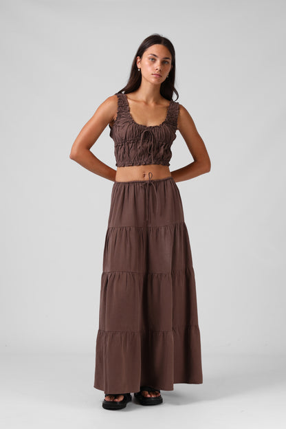 RPM CLOTHING - RUBY MAXI SKIRT - CHOCOLATE