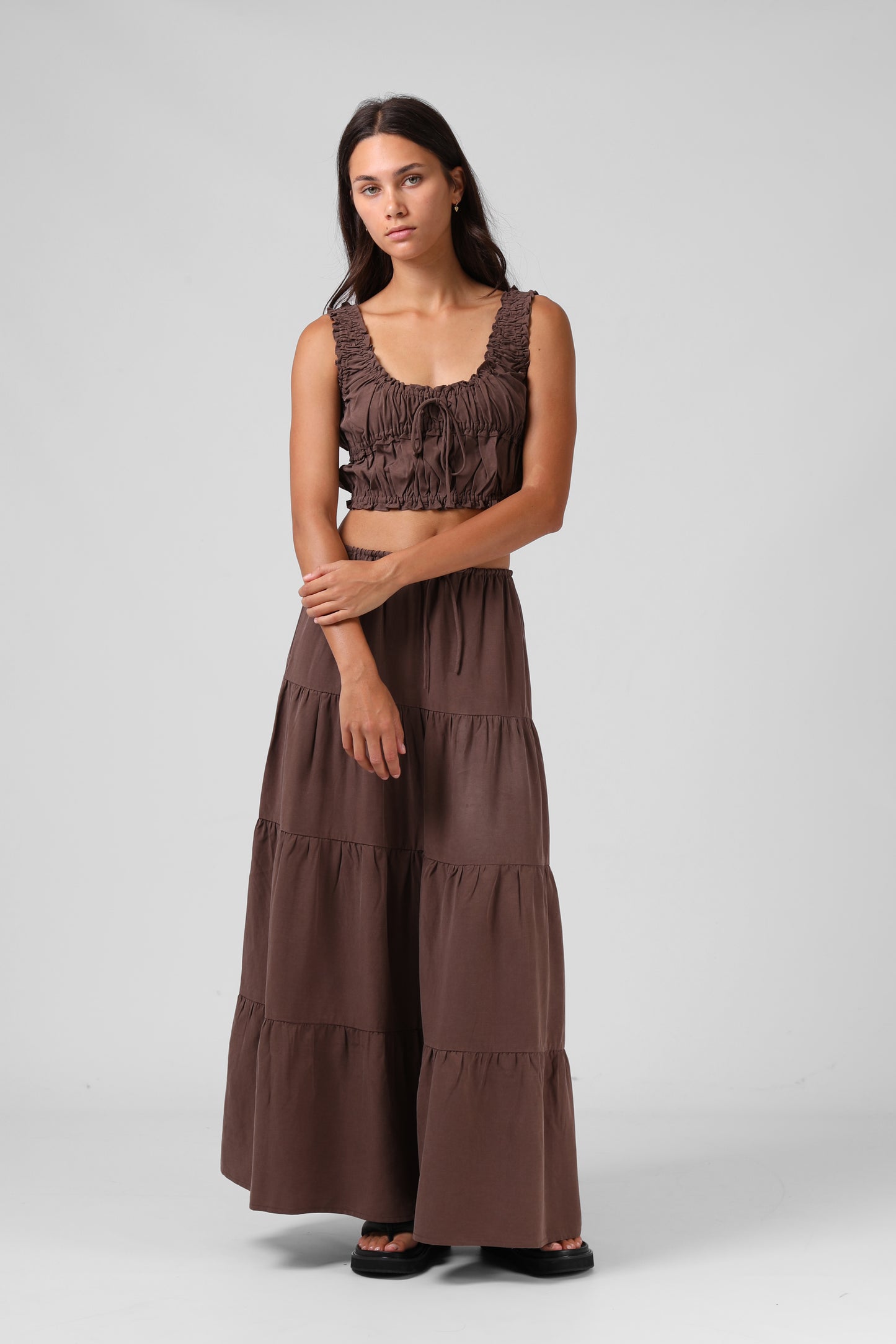 RPM CLOTHING - RUBY MAXI SKIRT - CHOCOLATE