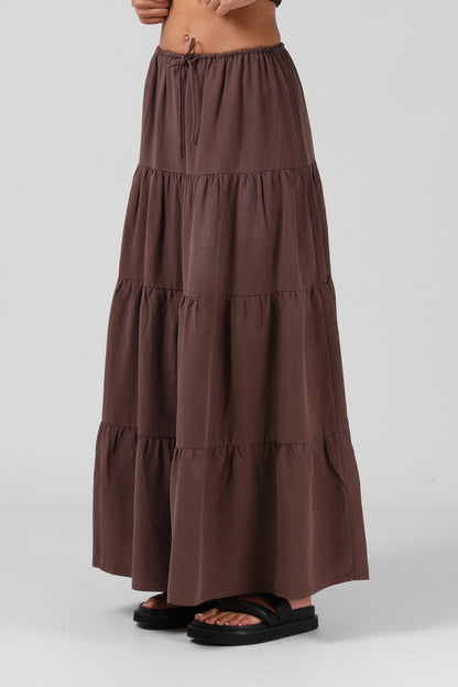 RPM CLOTHING - RUBY MAXI SKIRT - CHOCOLATE