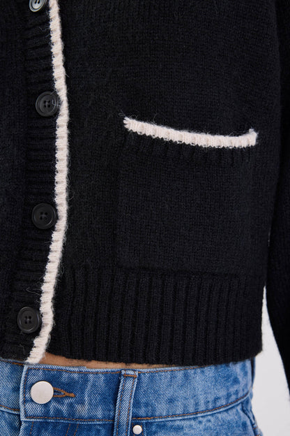 IVY & JACK RAPPORT V NECK CARDIGAN - BLACK