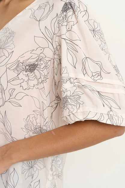 IVY & JACK RECALL CREW TOP - IVORY SKETCH FLORAL