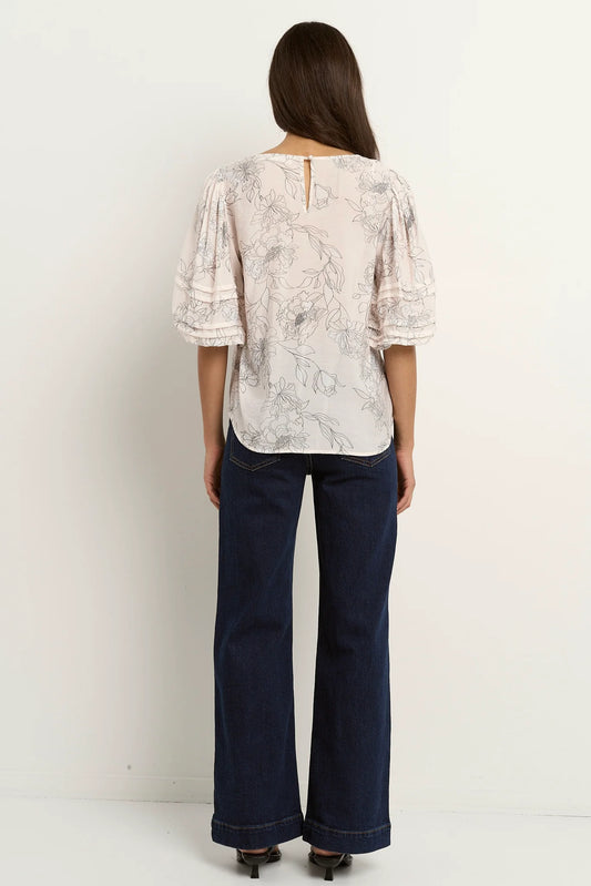 IVY & JACK RECALL CREW TOP - IVORY SKETCH FLORAL
