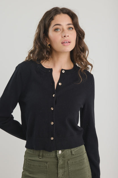 AMONG THE BRAVE - REPLICA CREWNECK CARDIGAN - BLACK