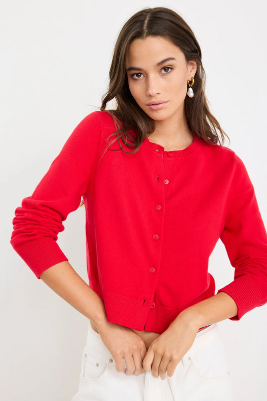 AMONG THE BRAVE REPLICA CREWNECK CARDIGAN - CHERRY
