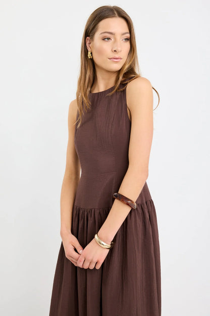 STORIES BE TOLD RESULTS MAXI DRESS - CHOCOLATE