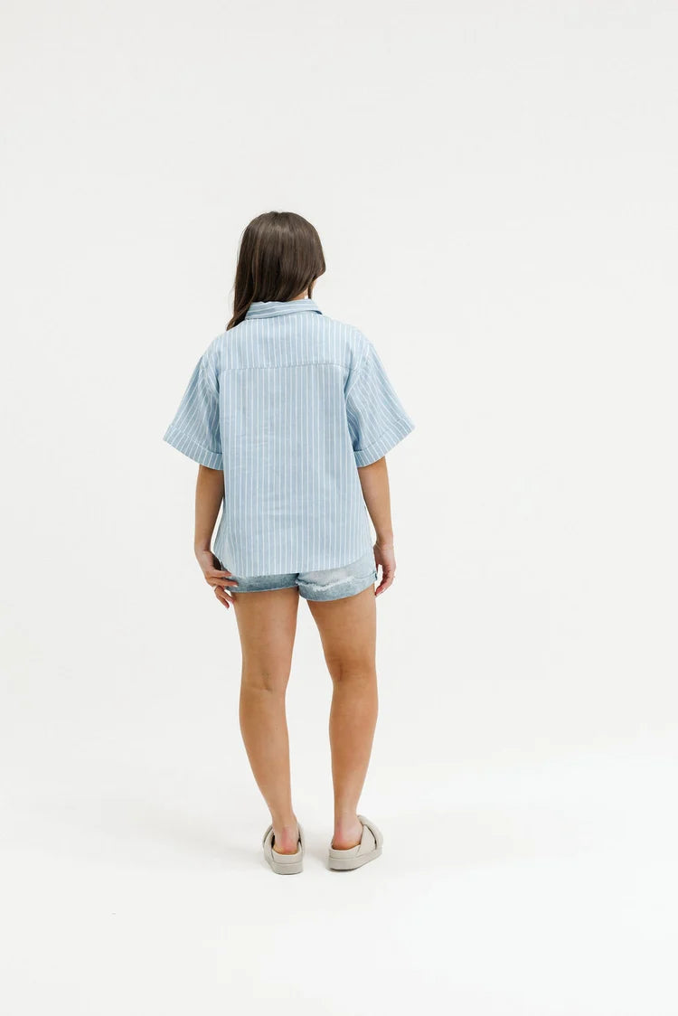 HOME-LEE RUBY SHIRT - HYDRANGEA STRIPES
