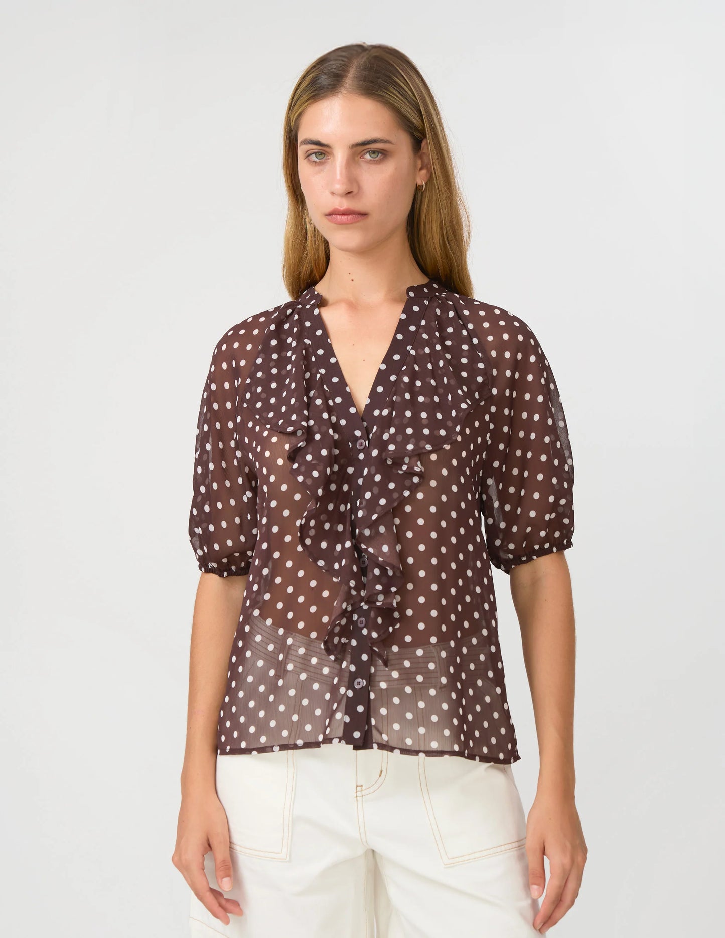 STELLA & GEMMA MONET BLOUSE - CHOCOLATE SPOT