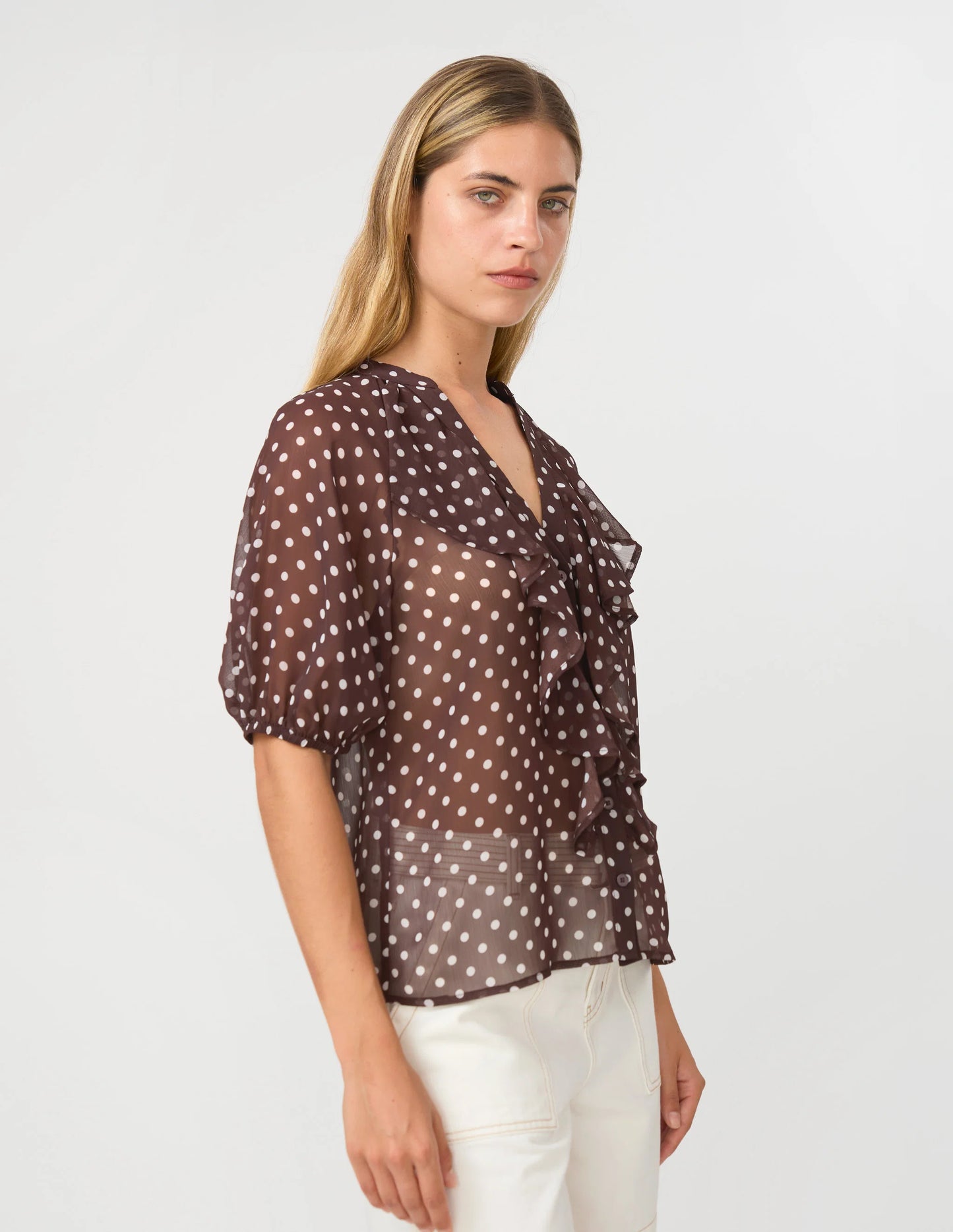 STELLA & GEMMA MONET BLOUSE - CHOCOLATE SPOT