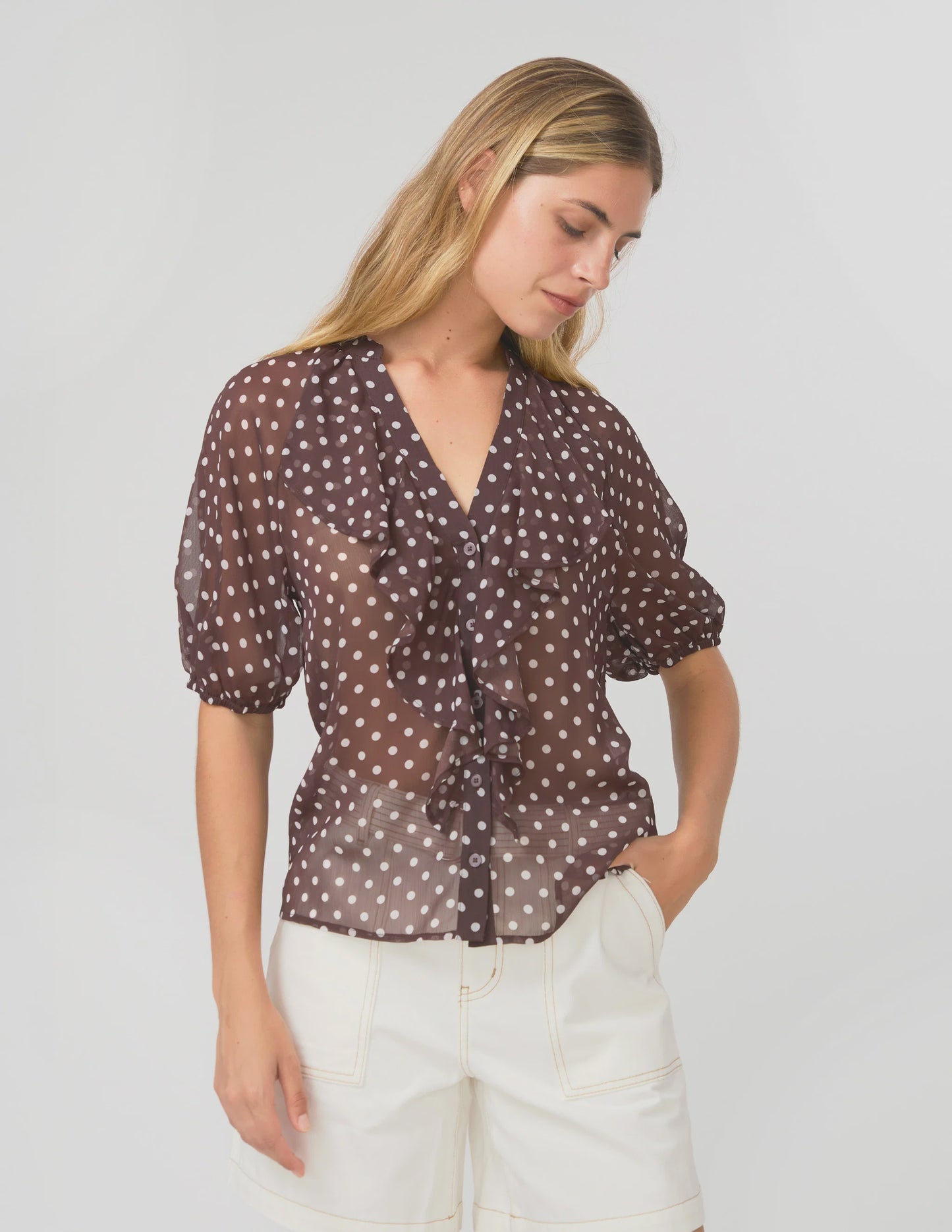 STELLA & GEMMA MONET BLOUSE - CHOCOLATE SPOT