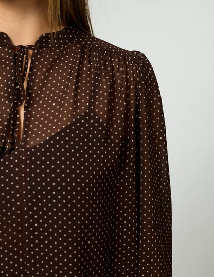 STELLA & GEMMA ESME BLOUSE - CHOCOLATE PIN DOT