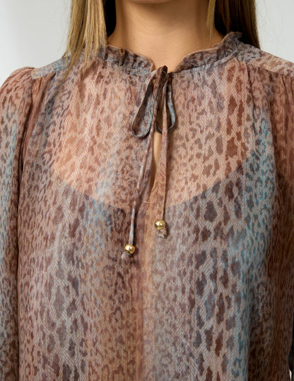 STELLA & GEMMA DIXIE BLOUSE - SPRING LEOPARD