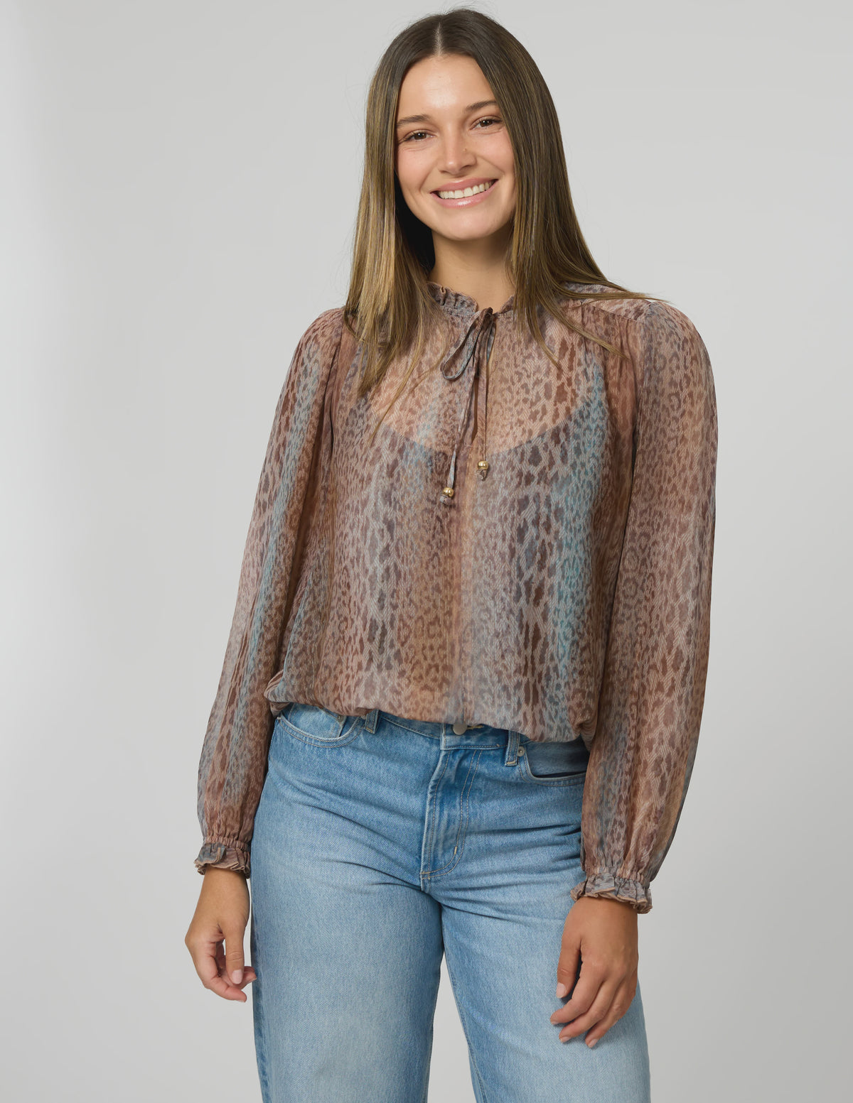 STELLA & GEMMA DIXIE BLOUSE - SPRING LEOPARD