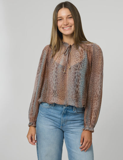 STELLA & GEMMA DIXIE BLOUSE - SPRING LEOPARD