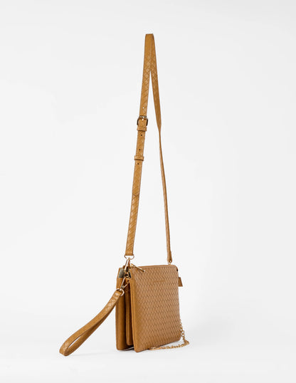 STELLA & GEMMA FRANKIE MULTI POUCH BAG - CARAMELLO WEAVE