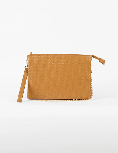 STELLA & GEMMA FRANKIE MULTI POUCH BAG - CARAMELLO WEAVE